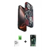 MARSİLYAN™- iPhone 16 Pro Kılıf Siluet Doku - Siyah 360 Mat Full Body Arka Koruyucu + Raze Metal Kamera Lens - BZ