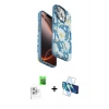 MARSİLYAN™- iPhone 16 Pro Kılıf Siluet Doku - Siyah 3D Antistatik Cam Ekran Koruyucu + Raze Metal Kamera Lens - BZ