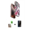 MARSİLYAN™- iPhone 16 Pro Kılıf Siluet Doku - Siyah 3D Antistatik Hayalet Cam Ekran Koruyucu + Raze Metal Kamera Lens - CLTM