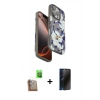 MARSİLYAN™- iPhone 16 Pro Kılıf Siluet Doku - Siyah 3D Antistatik Hayalet Cam Ekran Koruyucu + Raze Metal Kamera Lens - CLTM