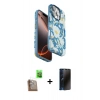 MARSİLYAN™- iPhone 16 Pro Kılıf Siluet Doku - Siyah 3D Antistatik Hayalet Cam Ekran Koruyucu + Raze Metal Kamera Lens - CLTM