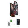 MARSİLYAN™- iPhone 16 Pro Kılıf Siluet Doku - Siyah 3D Antistatik Hayalet Cam Ekran Koruyucu + Raze Metal Kamera Lens - SH