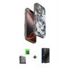 MARSİLYAN™- iPhone 16 Pro Kılıf Siluet Doku - Siyah 3D Antistatik Hayalet Cam Ekran Koruyucu + Raze Metal Kamera Lens - SH
