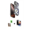 MARSİLYAN™- iPhone 16 Pro Kılıf Siluet Doku - Siyah 3D Antistatik Mat Seramik Nano Ekran Koruyucu + Raze Metal Kamera Lens - CLTM
