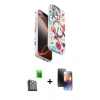 MARSİLYAN™- iPhone 16 Pro Kılıf Siluet Doku - Siyah 3D Antistatik Mat Seramik Nano Ekran Koruyucu + Raze Metal Kamera Lens - SH