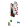 MARSİLYAN™- iPhone 16 Pro Kılıf Siluet Doku - Siyah 3D Antistatik Seramik Nano Ekran Koruyucu + Çöl Titanyum Raze Metal Kamera Lens
