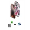 MARSİLYAN™- iPhone 16 Pro Kılıf Siluet Doku - Siyah 3D Antistatik Seramik Nano Ekran Koruyucu + Siyah Raze Metal Kamera Lens