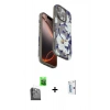 MARSİLYAN™- iPhone 16 Pro Kılıf Siluet Doku - Siyah Bilvis 0.18mm Plus Cam Ekran Koruyucu + Raze Metal Kamera Lens - SH