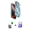 MARSİLYAN™- iPhone 16 Pro Kılıf Siluet Doku - Siyah Bilvis 5in1 5D Magic Hayalet Cam Ekran Koruyucu + Raze Metal Kamera Lens - SH