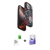 MARSİLYAN™- iPhone 16 Pro Kılıf Siluet Doku - Siyah Bilvis 5in1 5D Magic Hayalet Cam Ekran Koruyucu + Raze Metal Kamera Lens - BZ