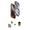 MARSİLYAN™- iPhone 16 Pro Kılıf Siluet Doku - Siyah Buffer Cam Ekran Koruyucu + Çöl Titanyum Raze Metal Kamera Lens
