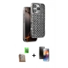 MARSİLYAN™- iPhone 16 Pro Kılıf Siluet Form Serisi - Siyah 3D Antistatik Mat Seramik Nano Ekran Koruyucu + Çöl Titanyum Raze Metal Kamera Lens