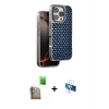 MARSİLYAN™- iPhone 16 Pro Kılıf Siluet Form Serisi - Siyah 3D Antistatik Seramik Nano Ekran Koruyucu + Çöl Titanyum Raze Metal Kamera Lens