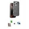 MARSİLYAN™- iPhone 16 Pro Kılıf Siluet Form Serisi - Siyah 3D Antistatik Seramik Nano Ekran Koruyucu + Çöl Titanyum Raze Metal Kamera Lens