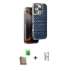 MARSİLYAN™- iPhone 16 Pro Kılıf Siluet Form Serisi - Siyah Bilvis 0.18mm Plus Cam Ekran Koruyucu + Çöl Titanyum Raze Metal Kamera Lens