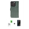 MARSİLYAN™- iPhone 16 Pro Kılıf Siluet Işık Serisi - Siyah 3D Antistatik Hayalet Cam Ekran Koruyucu + Raze Metal Kamera Lens - BZ