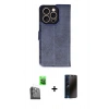 MARSİLYAN™- iPhone 16 Pro Kılıf Siluet Işık Serisi - Siyah 3D Antistatik Hayalet Cam Ekran Koruyucu + Raze Metal Kamera Lens - SH