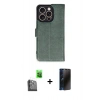 MARSİLYAN™- iPhone 16 Pro Kılıf Siluet Işık Serisi - Siyah 3D Antistatik Hayalet Cam Ekran Koruyucu + Raze Metal Kamera Lens - SH
