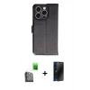 MARSİLYAN™- iPhone 16 Pro Kılıf Siluet Işık Serisi - Siyah 3D Antistatik Hayalet Cam Ekran Koruyucu + Raze Metal Kamera Lens - SH