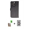 MARSİLYAN™- iPhone 16 Pro Kılıf Siluet Işık Serisi - Siyah Bilvis 3D Mat Cam Ekran Koruyucu + Raze Metal Kamera Lens - CLTM