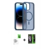 MARSİLYAN™- iPhone 16 Pro Kılıf Siluet Minimal Prime - Şeffaf 360 Full Body Arka Koruyucu + Beyaz Raze Metal Kamera Lens