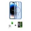 MARSİLYAN™- iPhone 16 Pro Kılıf Siluet Minimal Prime - Şeffaf 360 Full Body Arka Koruyucu + Beyaz Raze Metal Kamera Lens