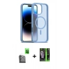 MARSİLYAN™- iPhone 16 Pro Kılıf Siluet Minimal Prime - Şeffaf 360 Full Body Arka Koruyucu + Siyah Raze Metal Kamera Lens