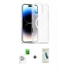 MARSİLYAN™- iPhone 16 Pro Kılıf Siluet Minimal Prime - Şeffaf Pasifik Cam Ekran Koruyucu + Raze Metal Kamera Lens - BZ