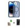 MARSİLYAN™- iPhone 16 Pro Kılıf Siluet Minimal Prime - Siyah 3D Antistatik Hayalet Cam Ekran Koruyucu + Raze Metal Kamera Lens - CLTM