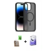 MARSİLYAN™- iPhone 16 Pro Kılıf Siluet Minimal Prime - Siyah Bilvis 5in1 5D Magic Hayalet Cam Ekran Koruyucu + Raze Metal Kamera Lens - CLTM