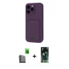 MARSİLYAN™- iPhone 16 Pro Kılıf Vadi Çizgi Prime - Siyah 360 Mat Full Body Arka Koruyucu + Raze Metal Kamera Lens - SH