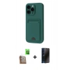 MARSİLYAN™- iPhone 16 Pro Kılıf Vadi Çizgi Prime - Siyah 3D Antistatik Hayalet Cam Ekran Koruyucu + Çöl Titanyum Raze Metal Kamera Lens