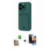 MARSİLYAN™- iPhone 16 Pro Kılıf Vadi Çizgi Prime - Siyah 3D Antistatik Mat Seramik Nano Ekran Koruyucu + Çöl Titanyum Raze Metal Kamera Lens