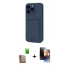 MARSİLYAN™- iPhone 16 Pro Kılıf Vadi Çizgi Prime - Siyah 3D Antistatik Mat Seramik Nano Ekran Koruyucu + Çöl Titanyum Raze Metal Kamera Lens