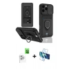 MARSİLYAN™- iPhone 16 Pro Kılıf Vadi Form Prime - Siyah 3D Antistatik Cam Ekran Koruyucu + Raze Metal Kamera Lens - BZ