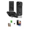 MARSİLYAN™- iPhone 16 Pro Kılıf Vadi Form Prime - Siyah 3D Antistatik Mat Seramik Nano Ekran Koruyucu + Raze Metal Kamera Lens - CLTM