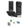 MARSİLYAN™- iPhone 16 Pro Kılıf Vadi Form Prime - Siyah 3D Antistatik Seramik Nano Ekran Koruyucu + Raze Metal Kamera Lens - CLTM