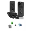 MARSİLYAN™- iPhone 16 Pro Kılıf Vadi Form Prime - Siyah 3D Antistatik Seramik Nano Ekran Koruyucu + Raze Metal Kamera Lens - SH