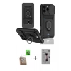 MARSİLYAN™- iPhone 16 Pro Kılıf Vadi Form Prime - Siyah Bilvis 3D Mat Cam Ekran Koruyucu + Çöl Titanyum Raze Metal Kamera Lens