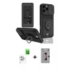 MARSİLYAN™- iPhone 16 Pro Kılıf Vadi Form Prime - Siyah Bilvis 3D Mat Cam Ekran Koruyucu + Raze Metal Kamera Lens - BZ