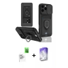 MARSİLYAN™- iPhone 16 Pro Kılıf Vadi Form Prime - Siyah Bilvis 5in1 3D Magic Cam Ekran Koruyucu + Raze Metal Kamera Lens - BZ