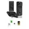 MARSİLYAN™- iPhone 16 Pro Kılıf Vadi Form Prime - Siyah Buffer Cam Ekran Koruyucu + Raze Metal Kamera Lens - BZ