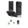 MARSİLYAN™- iPhone 16 Pro Kılıf Vadi Form Prime - Siyah Buffer Hayalet Cam Ekran Koruyucu + Raze Metal Kamera Lens - BZ