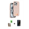 MARSİLYAN™- iPhone 16 Pro Kılıf Vadi Klasik Serisi - Siyah 3D Antistatik Hayalet Cam Ekran Koruyucu + Raze Metal Kamera Lens - CLTM