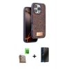 MARSİLYAN™- iPhone 16 Pro Kılıf Vadi Klasik Serisi - Siyah 3D Antistatik Hayalet Cam Ekran Koruyucu + Raze Metal Kamera Lens - CLTM