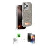 MARSİLYAN™- iPhone 16 Pro Kılıf Vadi Klasik Serisi - Siyah 3D Antistatik Mat Seramik Nano Ekran Koruyucu + Raze Metal Kamera Lens - BZ
