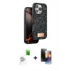 MARSİLYAN™- iPhone 16 Pro Kılıf Vadi Klasik Serisi - Siyah 3D Antistatik Mat Seramik Nano Ekran Koruyucu + Raze Metal Kamera Lens - BZ