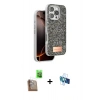 MARSİLYAN™- iPhone 16 Pro Kılıf Vadi Klasik Serisi - Siyah 3D Antistatik Seramik Nano Ekran Koruyucu + Raze Metal Kamera Lens - CLTM