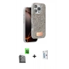 MARSİLYAN™- iPhone 16 Pro Kılıf Vadi Klasik Serisi - Siyah Bilvis 0.18mm Plus Cam Ekran Koruyucu + Raze Metal Kamera Lens - SH