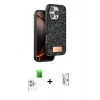 MARSİLYAN™- iPhone 16 Pro Kılıf Vadi Klasik Serisi - Siyah Bilvis 0.18mm Plus Cam Ekran Koruyucu + Raze Metal Kamera Lens - BZ